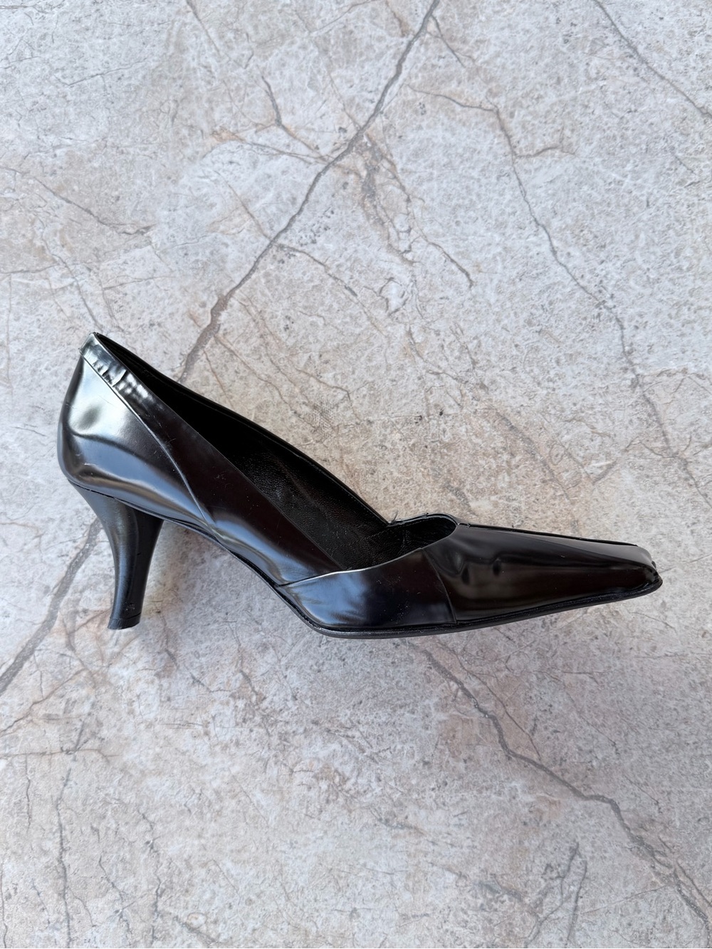 Archival PRADA F/W 1999 Black Patent Leather Square Toe Center Seam Heels Pumps - Picture 6 of 11